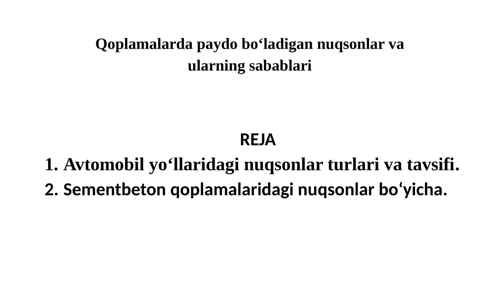 Nuqsonlar va ularning sabablari