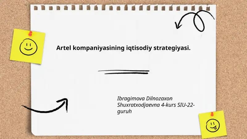 Artel kompaniyasining iqtisodiy strategiyasi