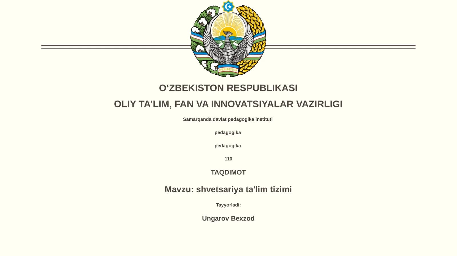 shvetsariya ta'lim tizimi
