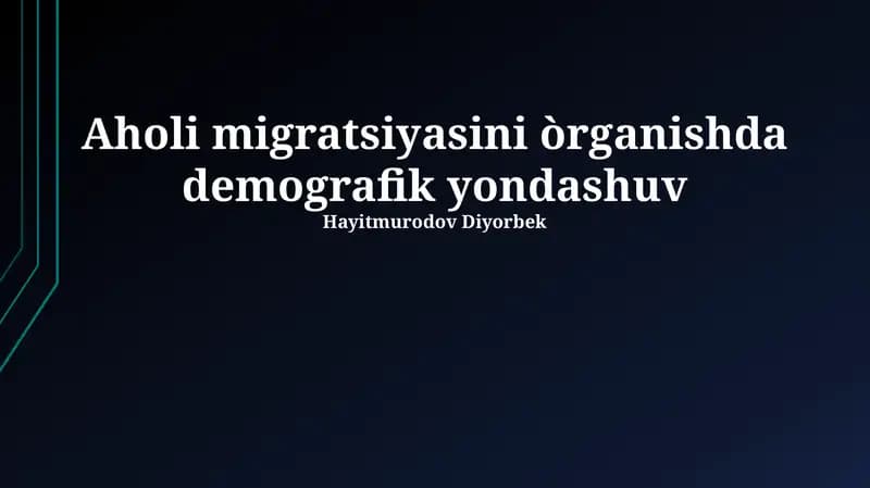 Demografiya va Migratsiya: Asosiy Tushunchalar