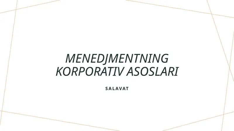 Menedjmentning korporativ asoslari