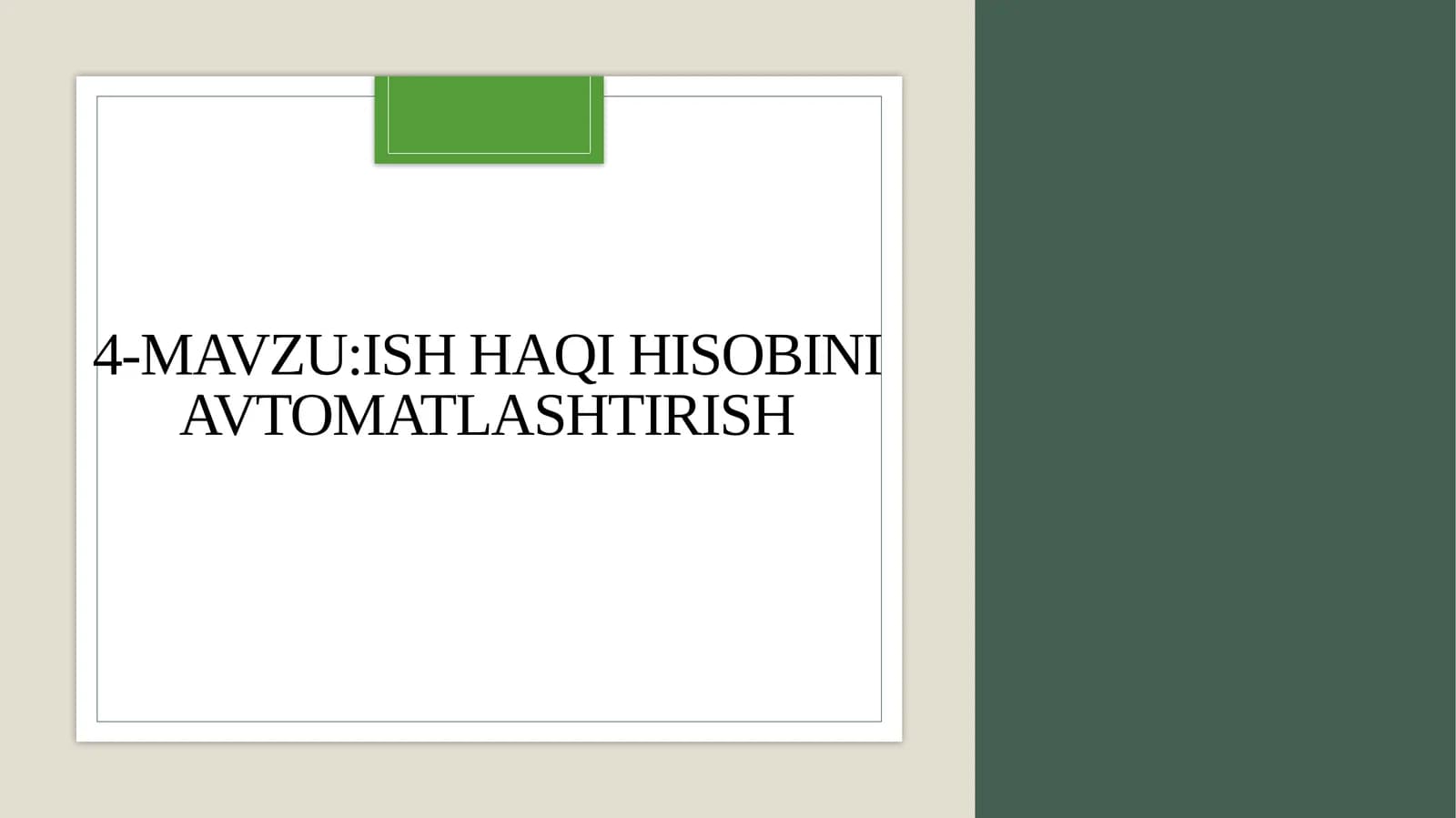 ish haqi hisobini avtomatlashtirish