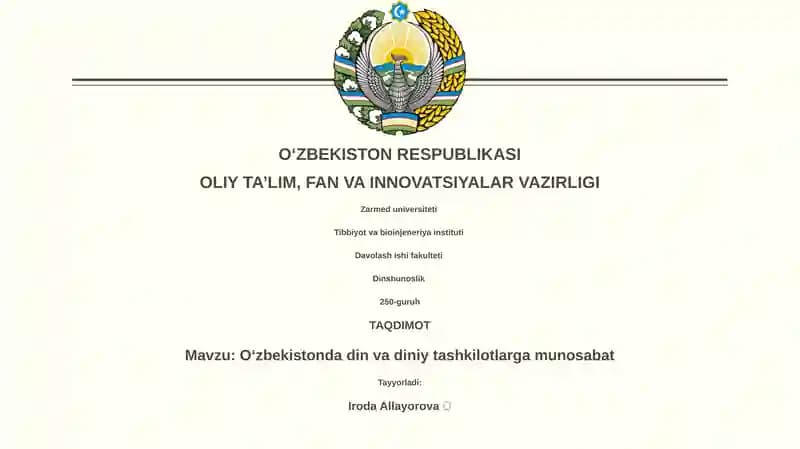O'zbekistonda din va diniy tashkilotlarga munosabat