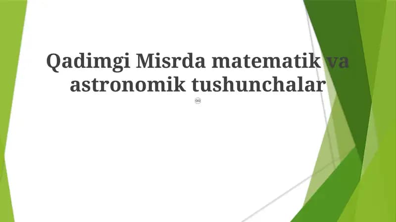 Qadimgi Misrda matematik va astronomik tushunchalar