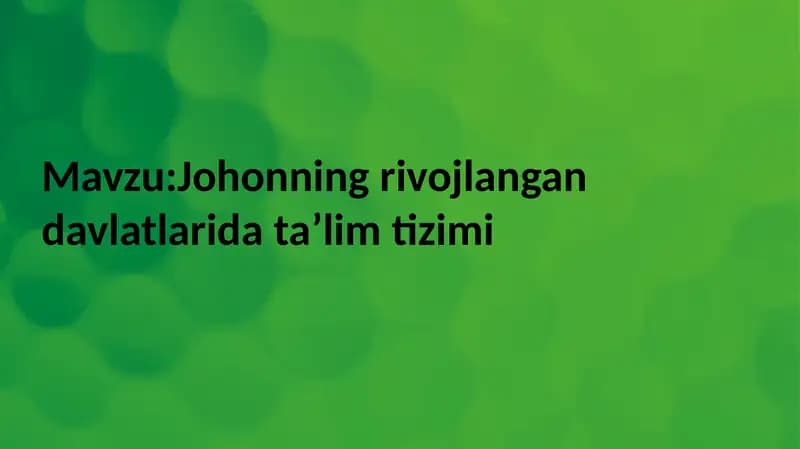 Johonning rivojlangan davlatlari data ilmi tizimi