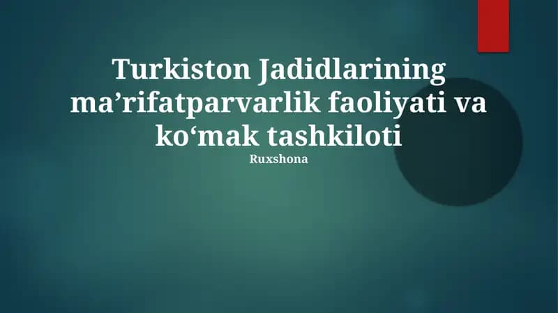 Jadid Ta'lim Islohotlari va Muassasalari