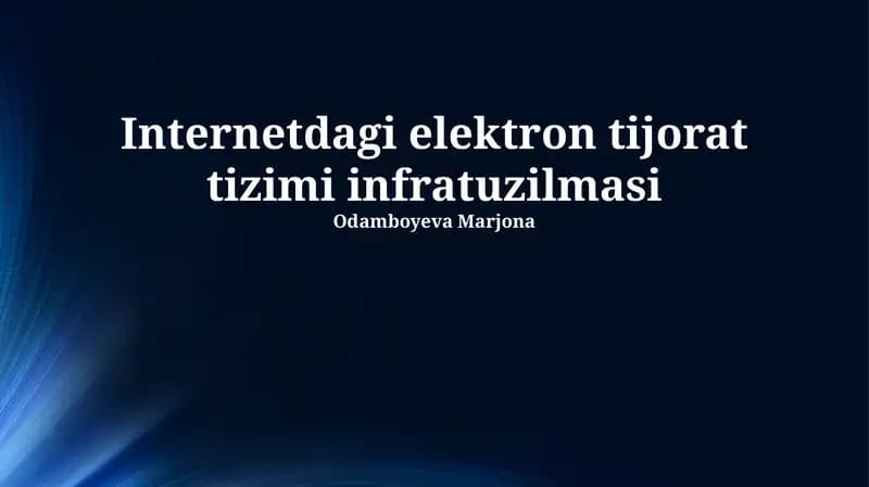 Internetdagi elektron tijorat tizimi infratuzilmasi