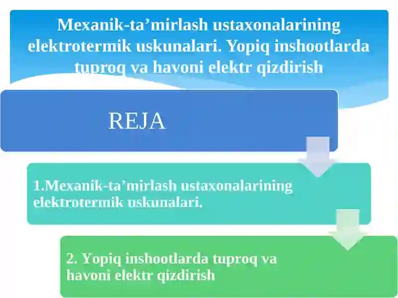 Mexanik-ta’mirlash ustaxonalarining elektrotermik uskunalari