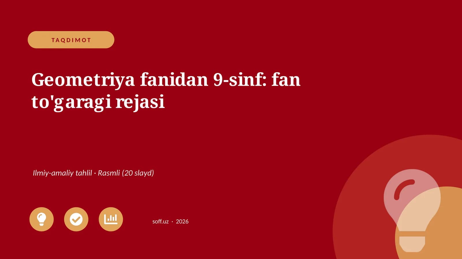 Geometriya fanidan 9-sinf: fan to'garagi rejasi