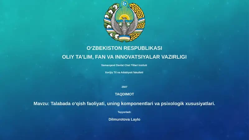 O'quv faoliyatining turlari va mohiyati