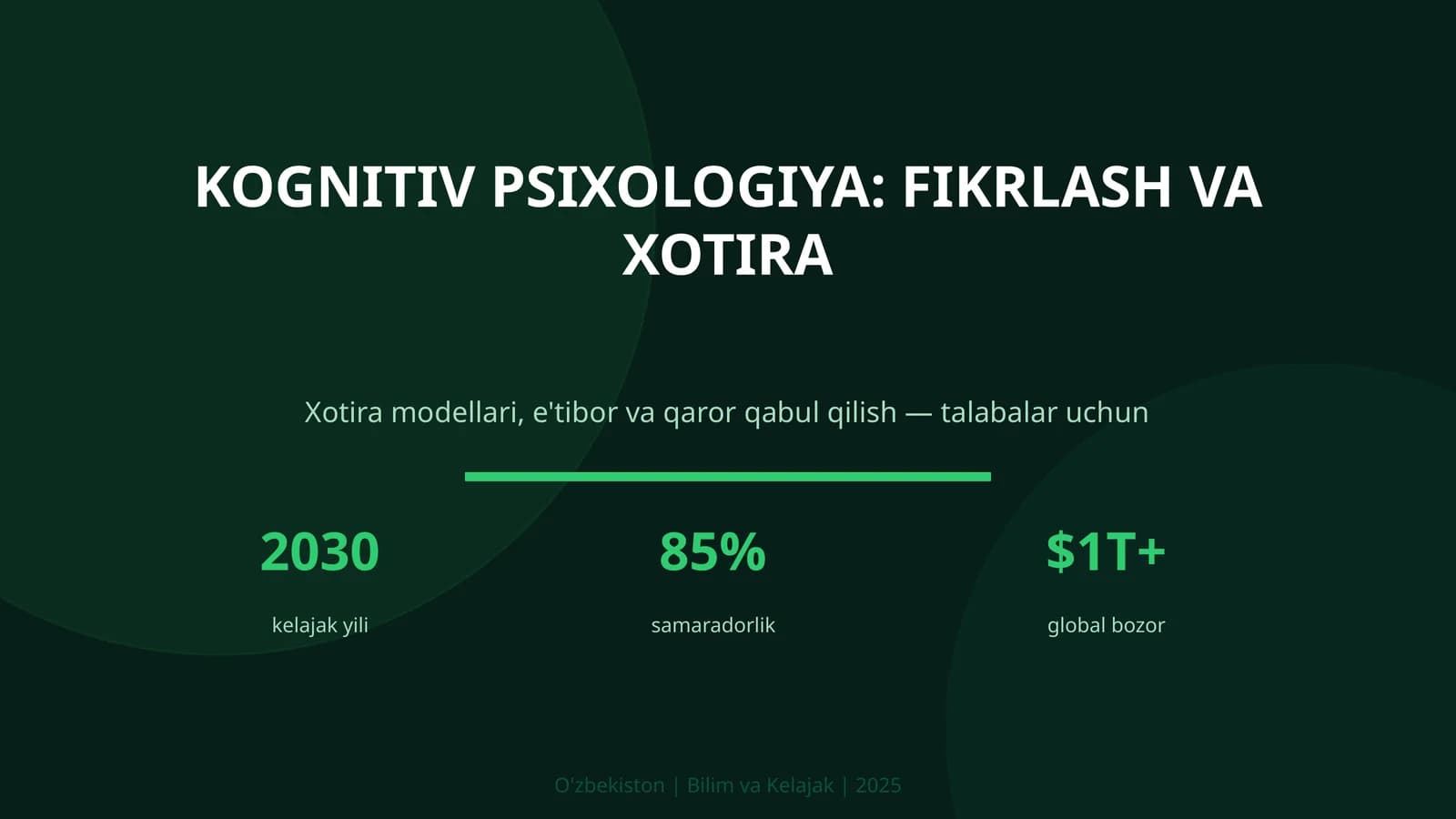Kognitiv psixologiya: fikrlash va xotira