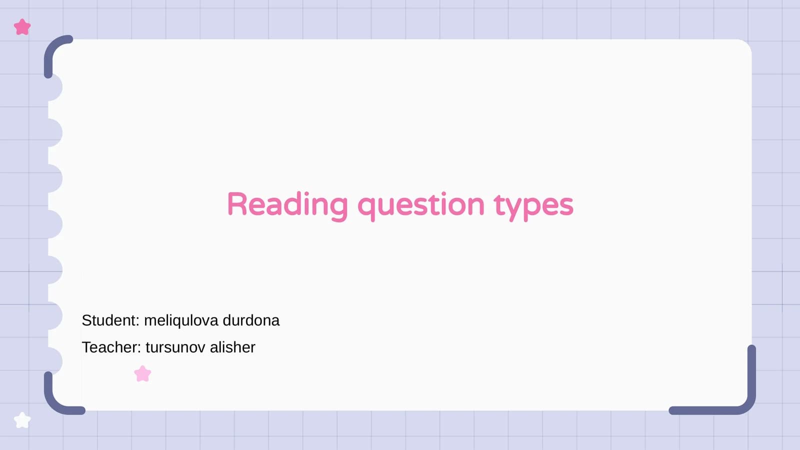 Reading question types