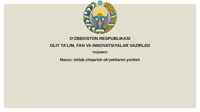 Ishlabchiqarish ob’yektlarini yoritish