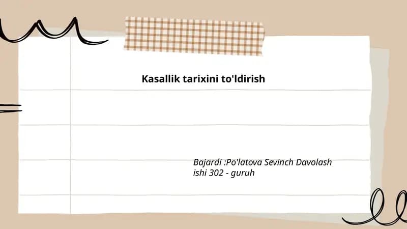 Kasallik Tarixini To'ldirish