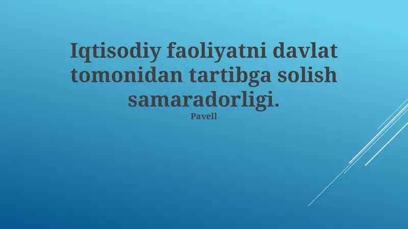 Davlat Tartibga Solishning Kelajagi