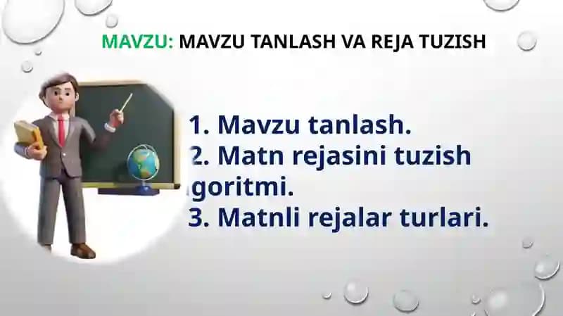 Mavzu tanlash va rejatuzish