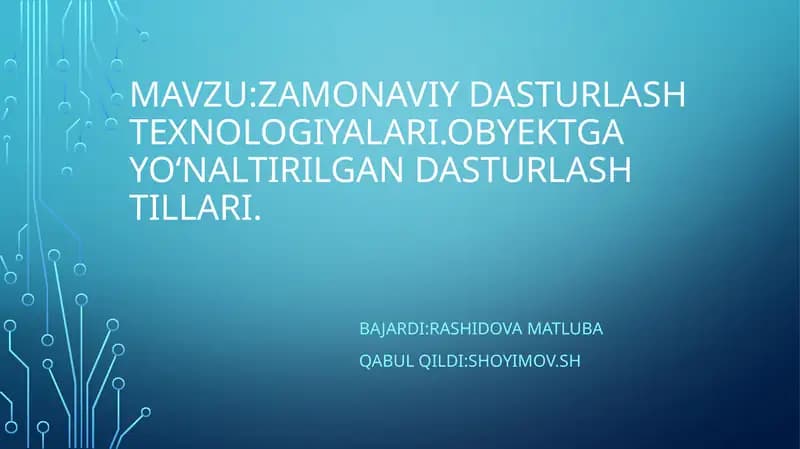 zamonaviy Dasturlashtexnologiyalari