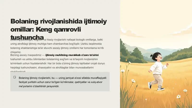bolaning rivojlanishida ijtimoiy omillar