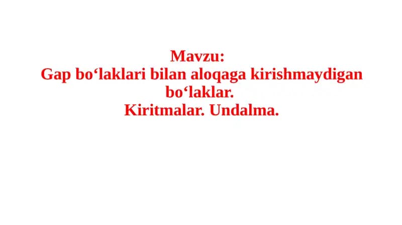 GAP BO‘LAKLARI BILAN ALOQA GA KIRISHMAYDIGAN BO‘LAKLAR
