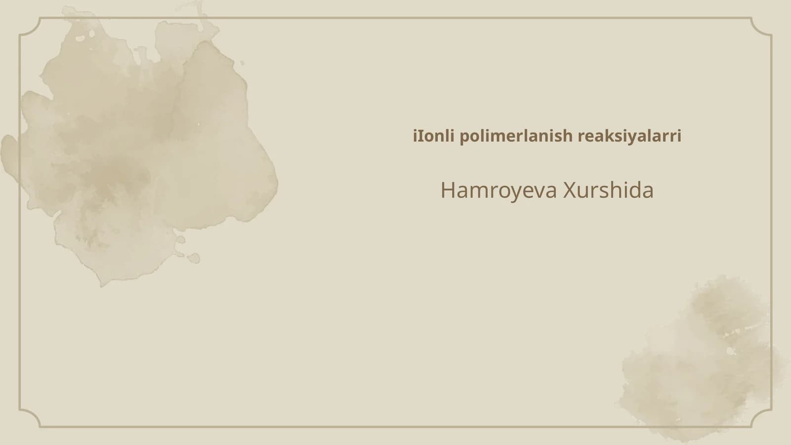 Ionli polimerlanish reaksiyalarri