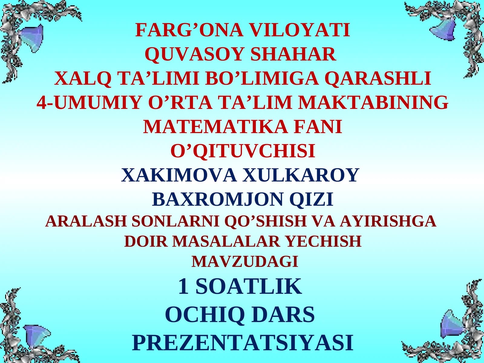Mavzu: Masalalar yechish, Aralash sonlar