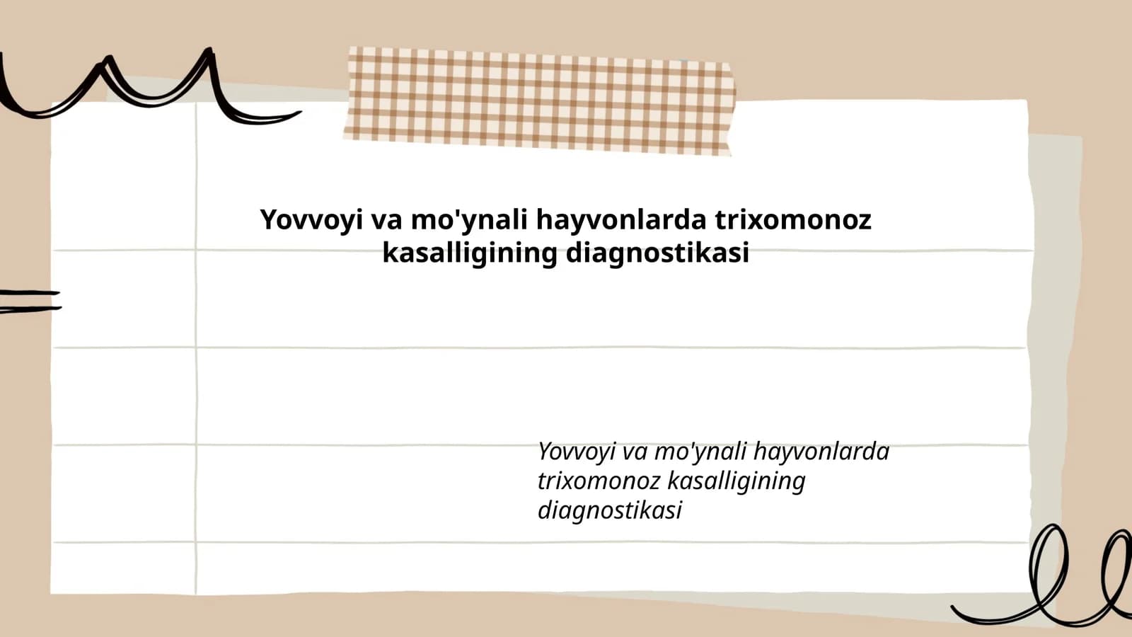 Yovvoyi va mo'ynali hayvonlarda trixomonoz kasalligining diagnostikasi