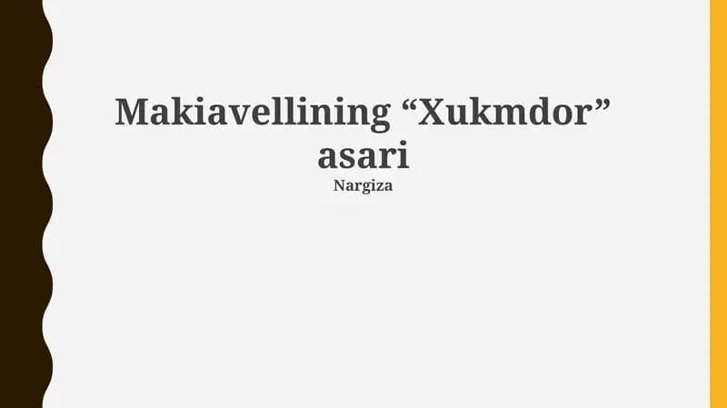 Makiavellining “Xukmdor” asari
