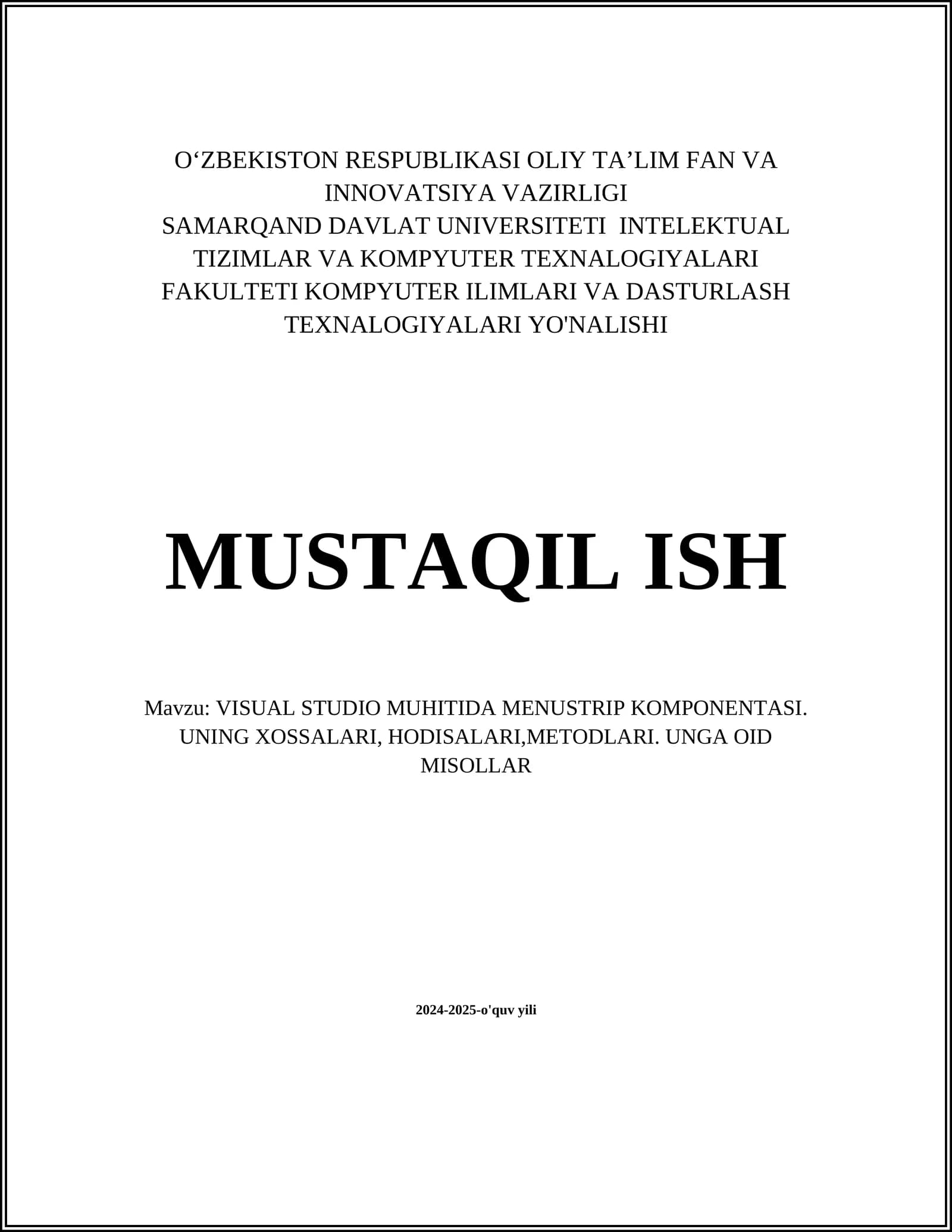 VISUAL STUDIO MUHITIDA MENUSTRIP KOMPONENTASI