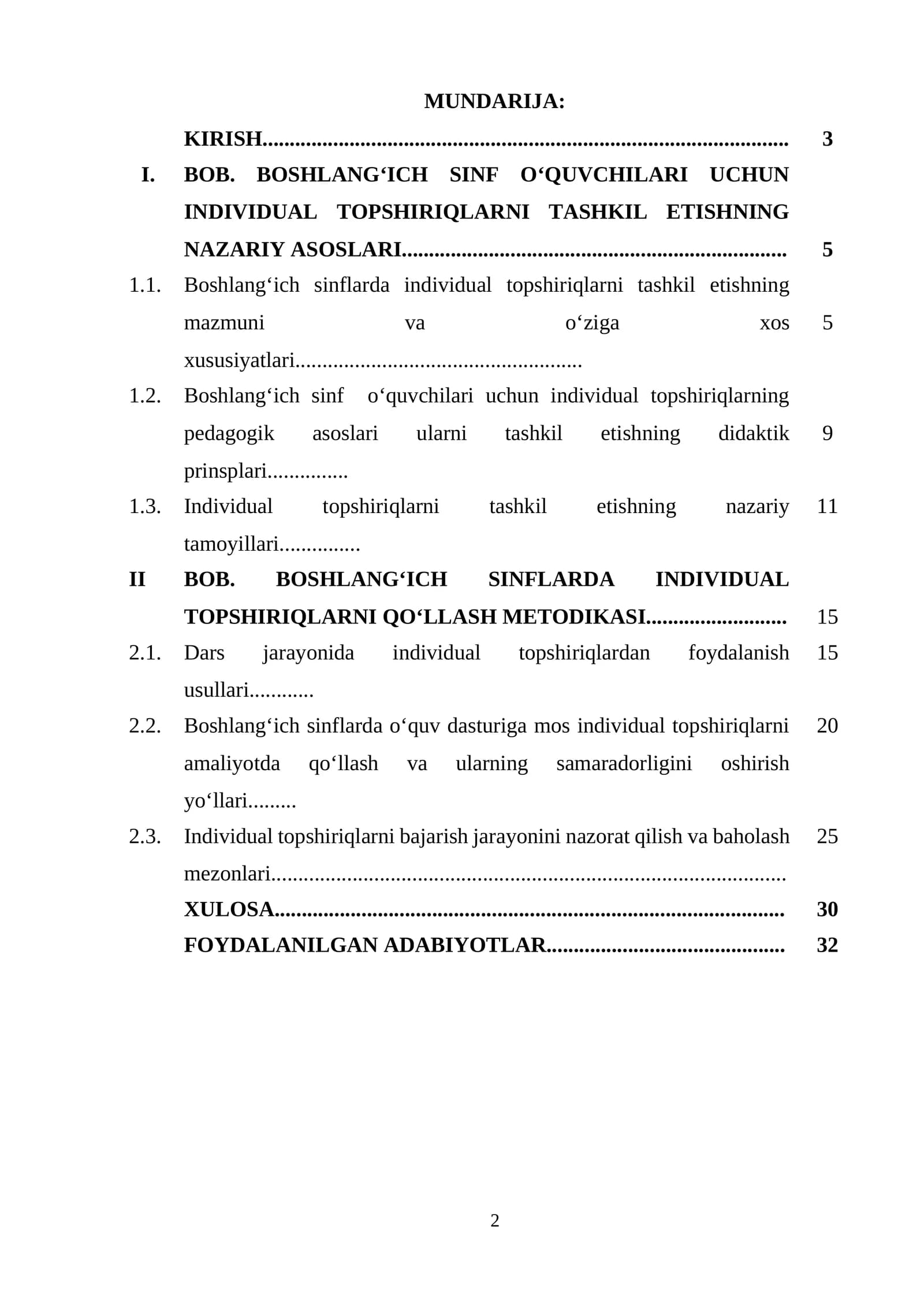 Boshlang‘ich sinflarda individual topshiriqlarni tashkil etishning mazmuni va o‘ziga xos xususiyatlari