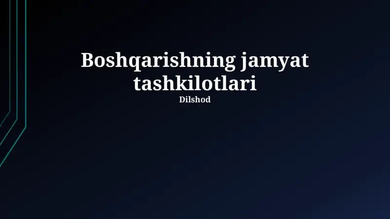 Boshqarishning jamyat tashkilotlari
