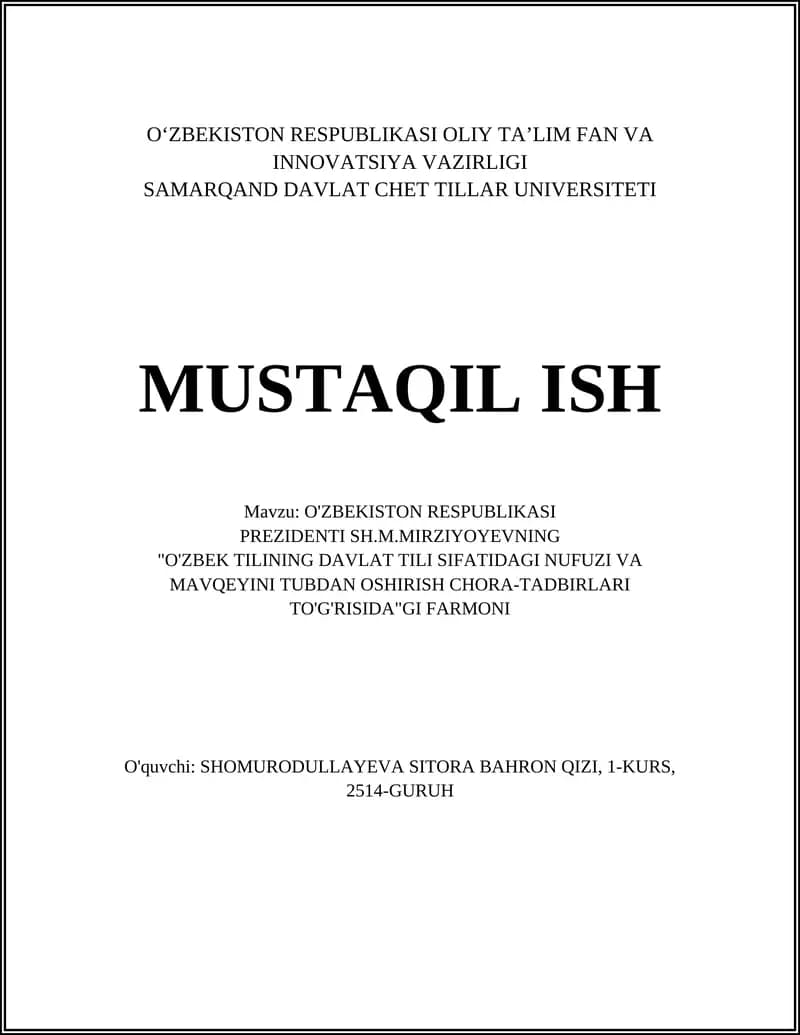 O'zbekiston Respublikasi Prezidenti Farmoni