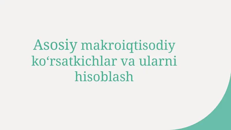 Makroiqtisodiy koʻrsatkichlar