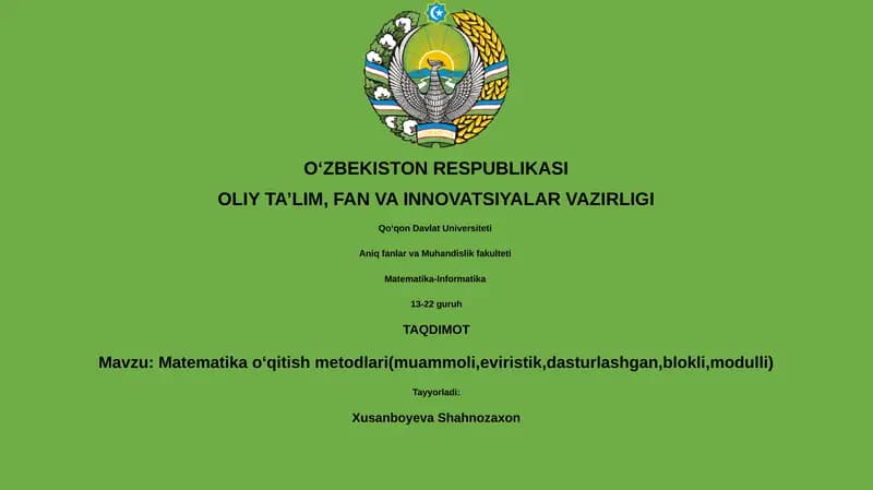 Matematika oʻqitish metodlari