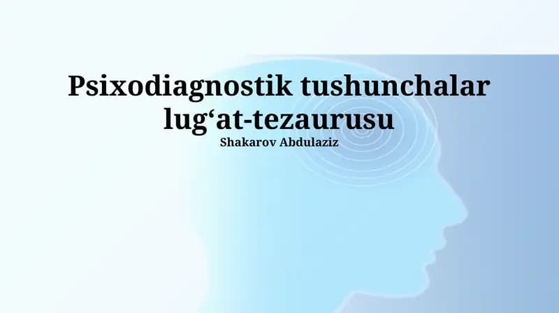 Psixodiagnostik tushunchalar lugʻat-tezaurusu