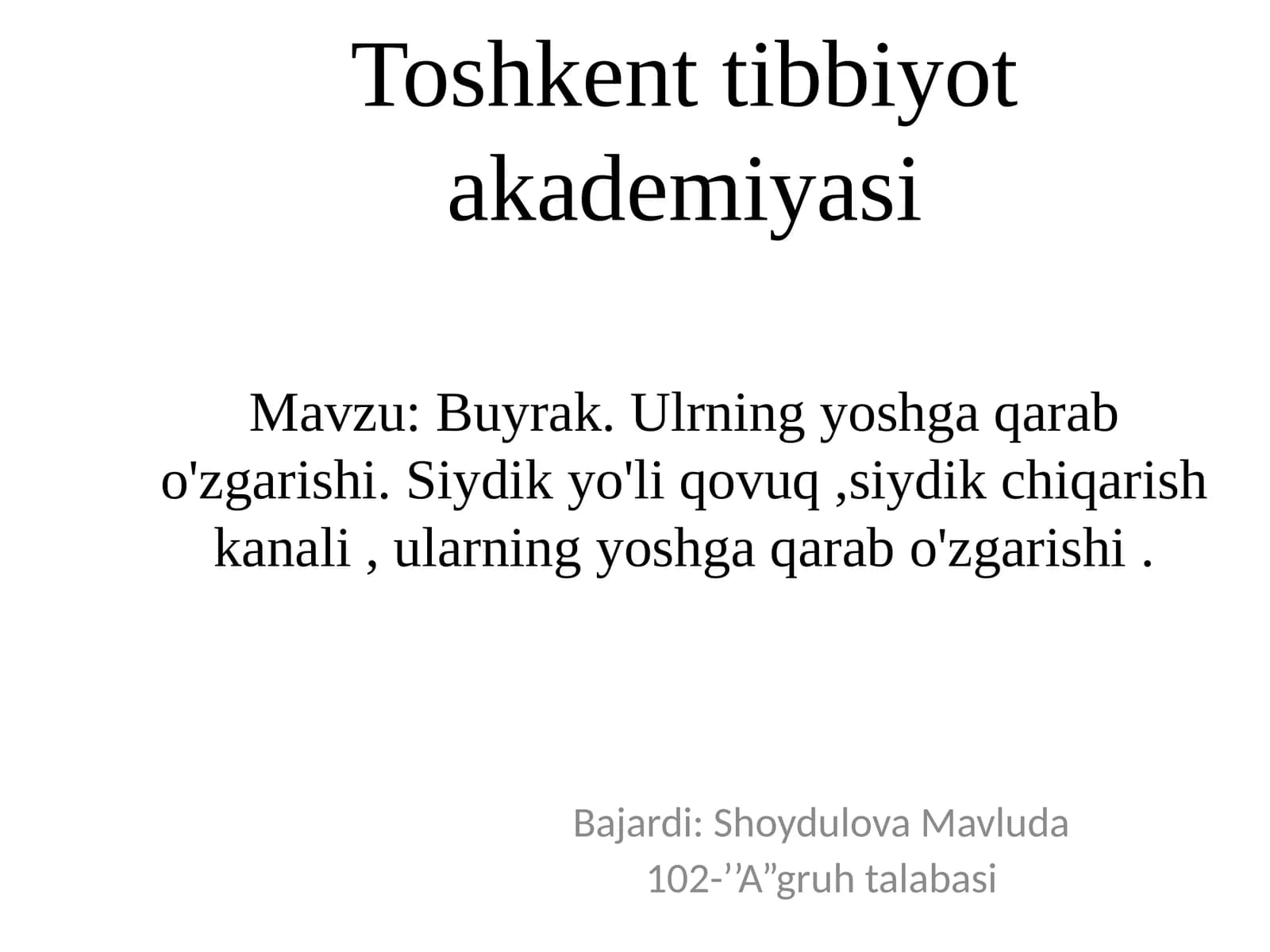 Buyrakning tuzilishi va funkisiyasi