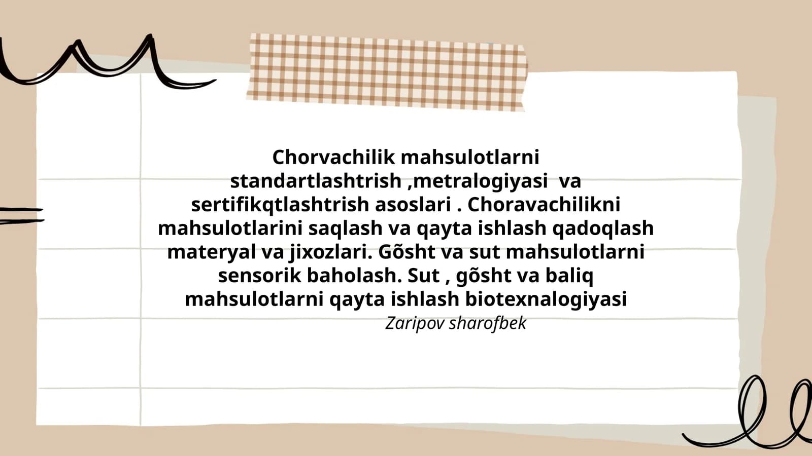 Chorvachilik mahsulotlarni standartlashtrish