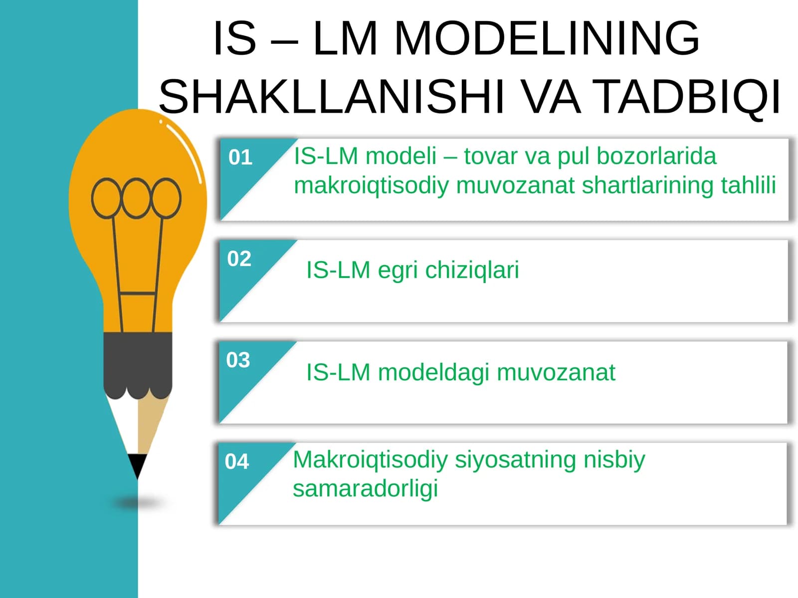 IS-LM MODELINING SHAKLLANISHI VA TADBIQI