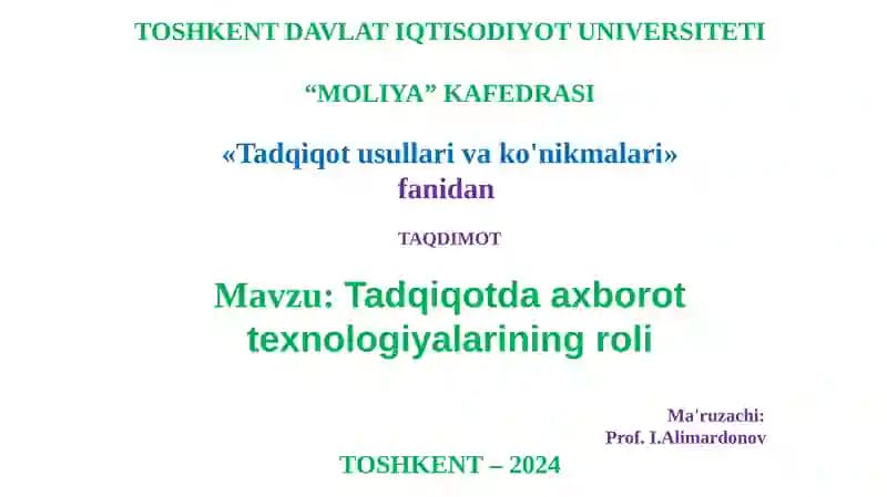 Tadqiqotusullari va ko'nikmalari