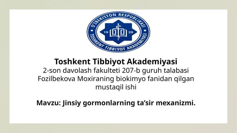 Jinsiy gormonlarning ta’sir mexanizmi
