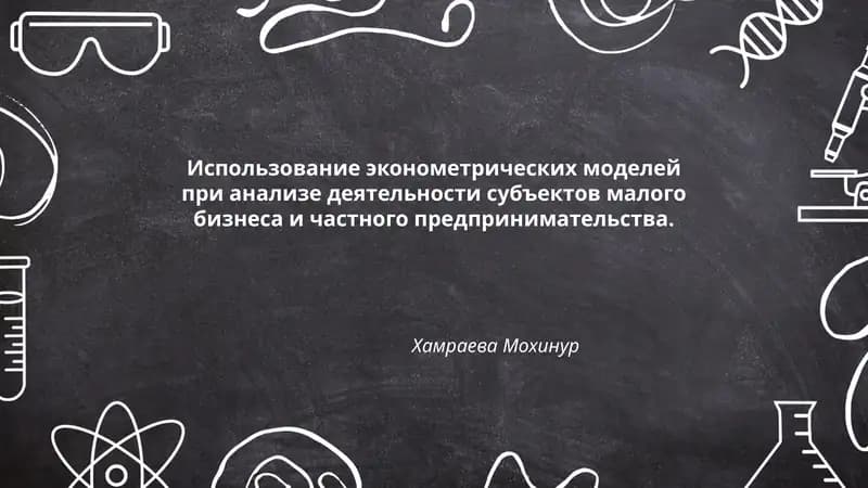 Использование эконометрических моделей при анализе деятельности субъектов малого бизнеса и частного предпринимательства