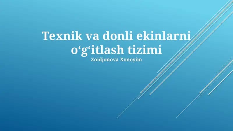Texnik va donli ekinlarni oʻgʻitlash tizimi