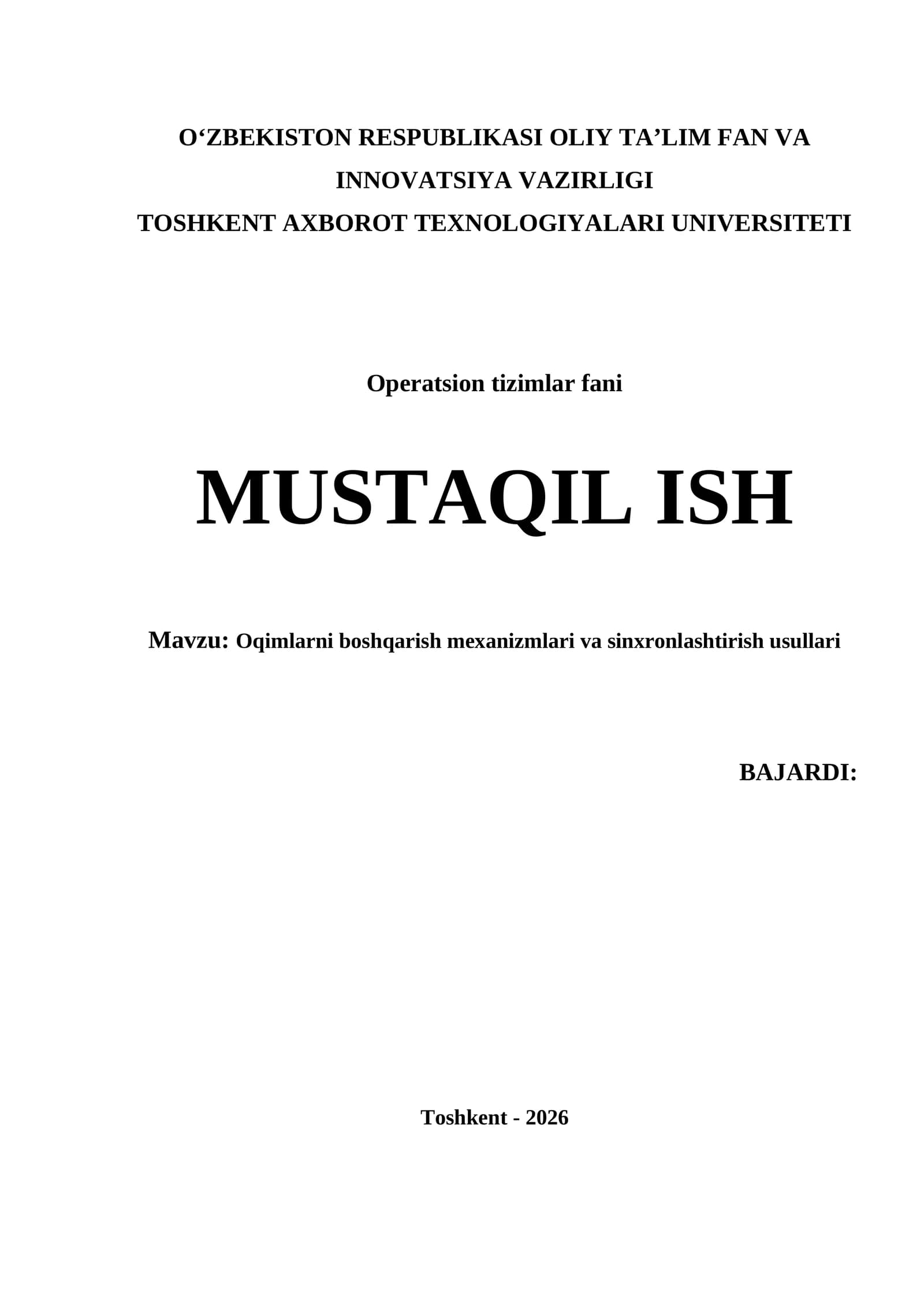 Oqimlarni boshqarish mexanizmlari va sinxronlashtirish usullari