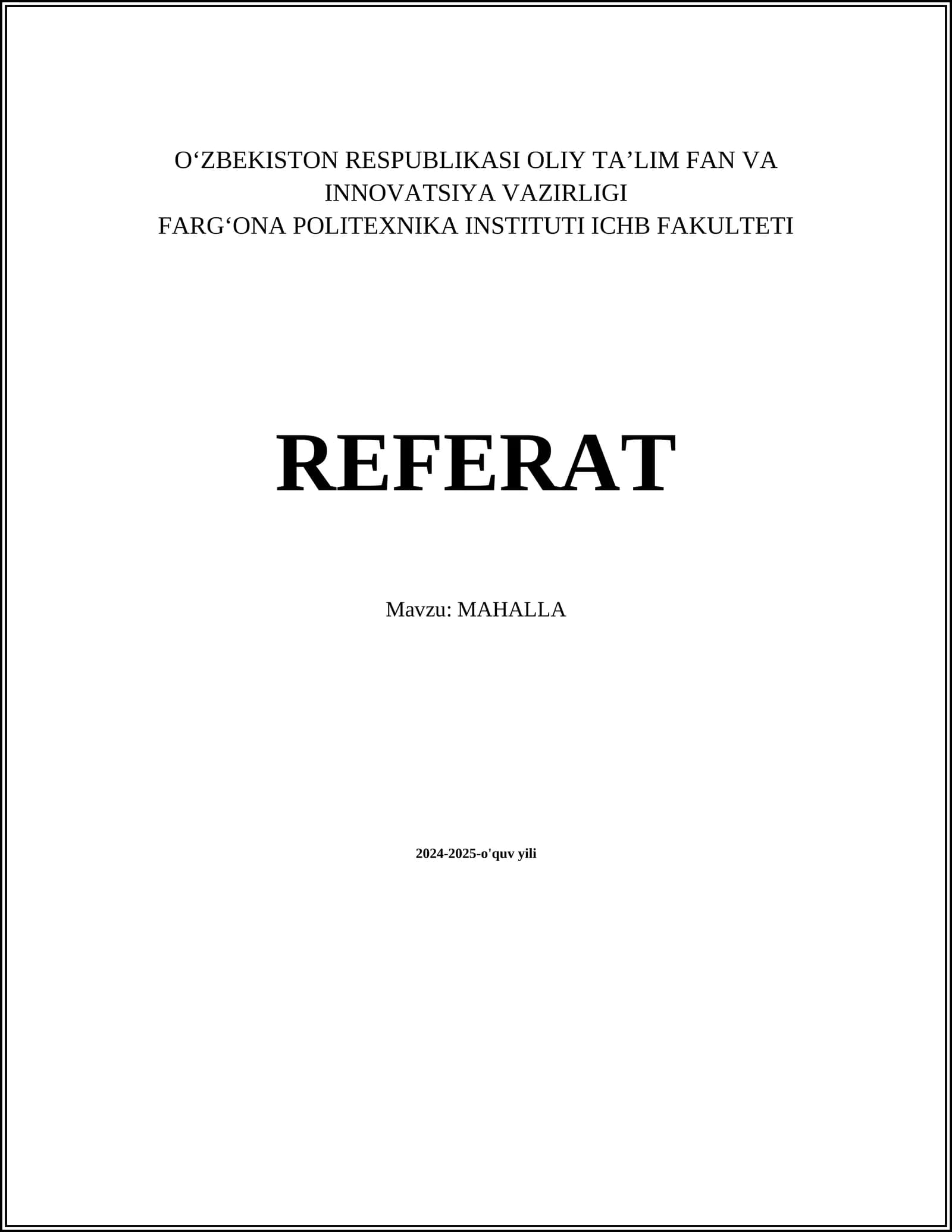 MAHALLA