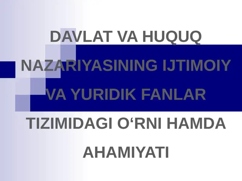 Davlat va Huquq Nazariyasi