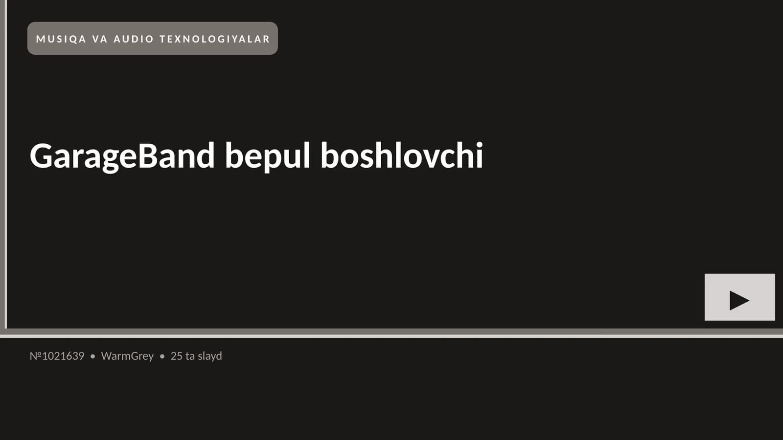 MUSIQA VA AUDIO TEXNOLOGIYALAR