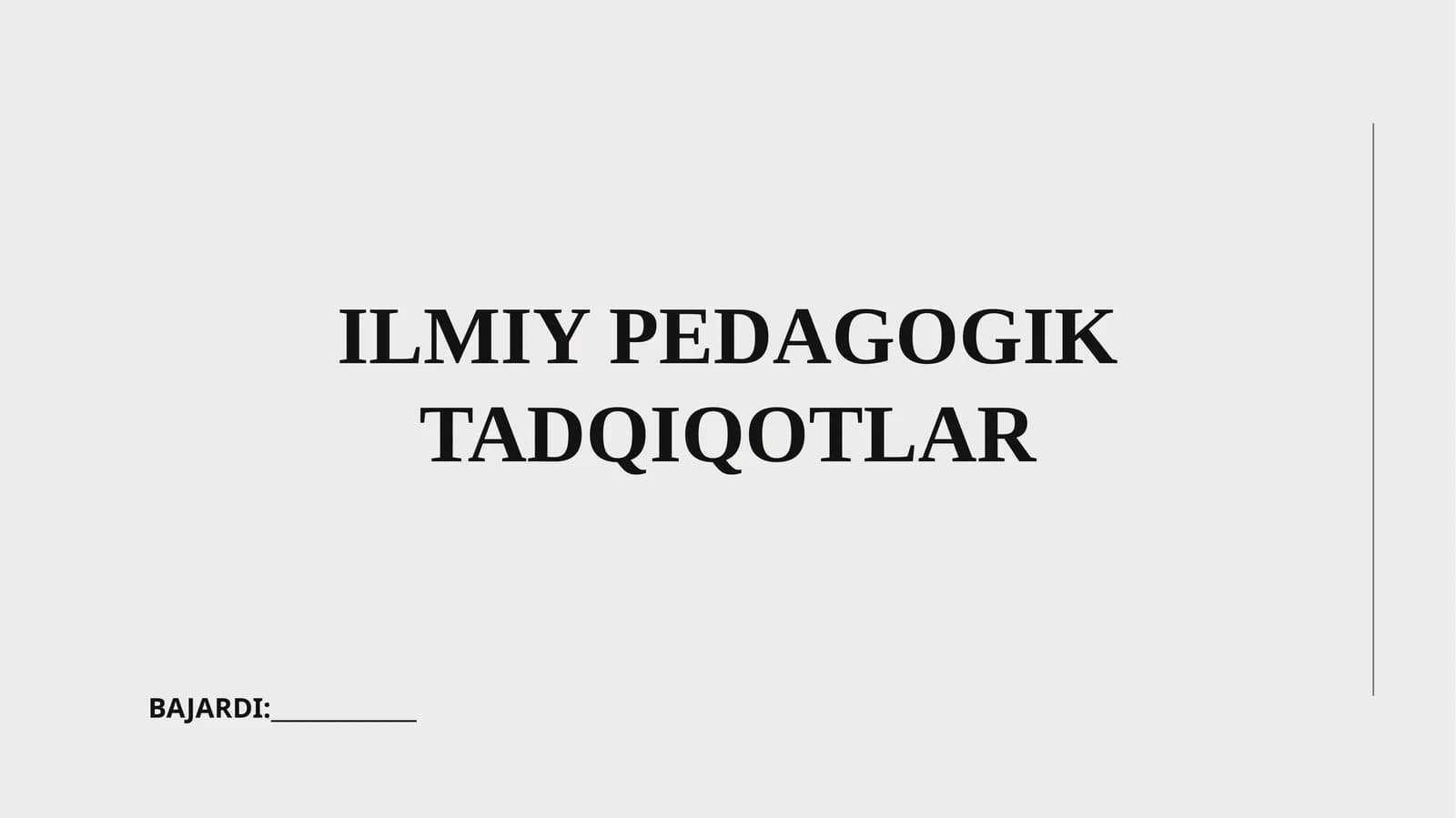 Ilmiy Pedagogik Tadqiqotlar