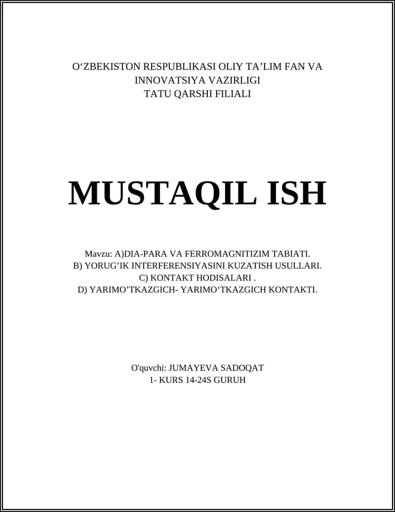 Diamagnetizmning asosiy xususiyatlari