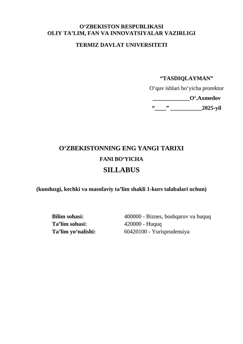 O‘zbekistonning eng yangi tarixi