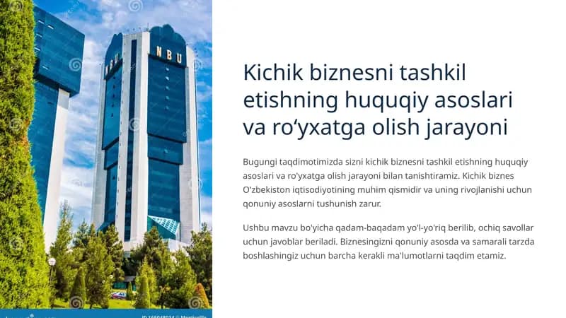 Kichik biznesni tashkil etishning huquqiy asoslari va ro‘yxatga olish jarayoni