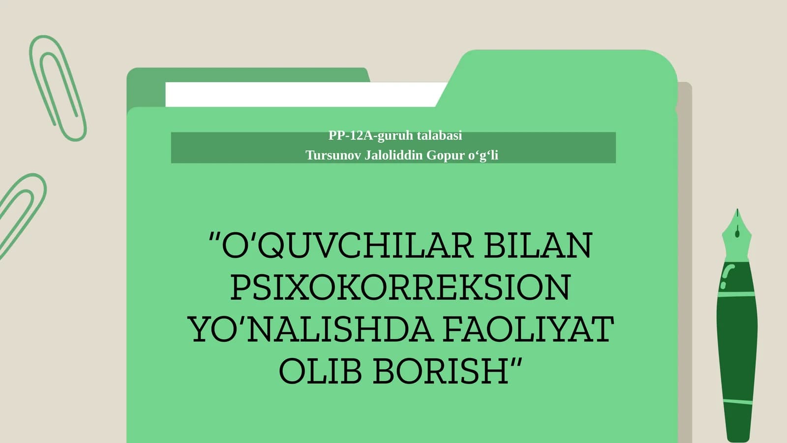O‘QUVCHILAR BILAN PSIXOKORREKSION YO‘NALISHDA FAOLIYAT OLIB BORISH